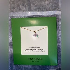 BNWT Kate Spade Gold Necklace with Lavender Flower Charm $78